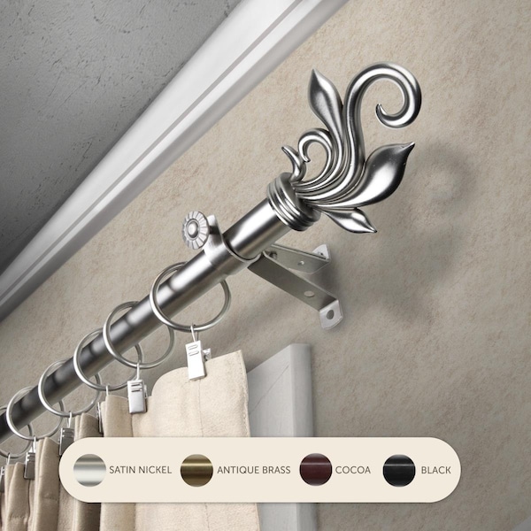 Kd 0.8125 in. Giles Curtain Rod with 66 to 120 in. Extension, Satin Nickel KD3733763 - main
